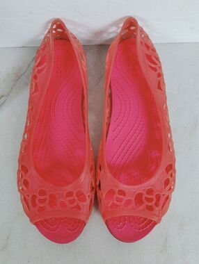 Crocs Isabella Jelly Ballet Flats, Coral, Sz 7